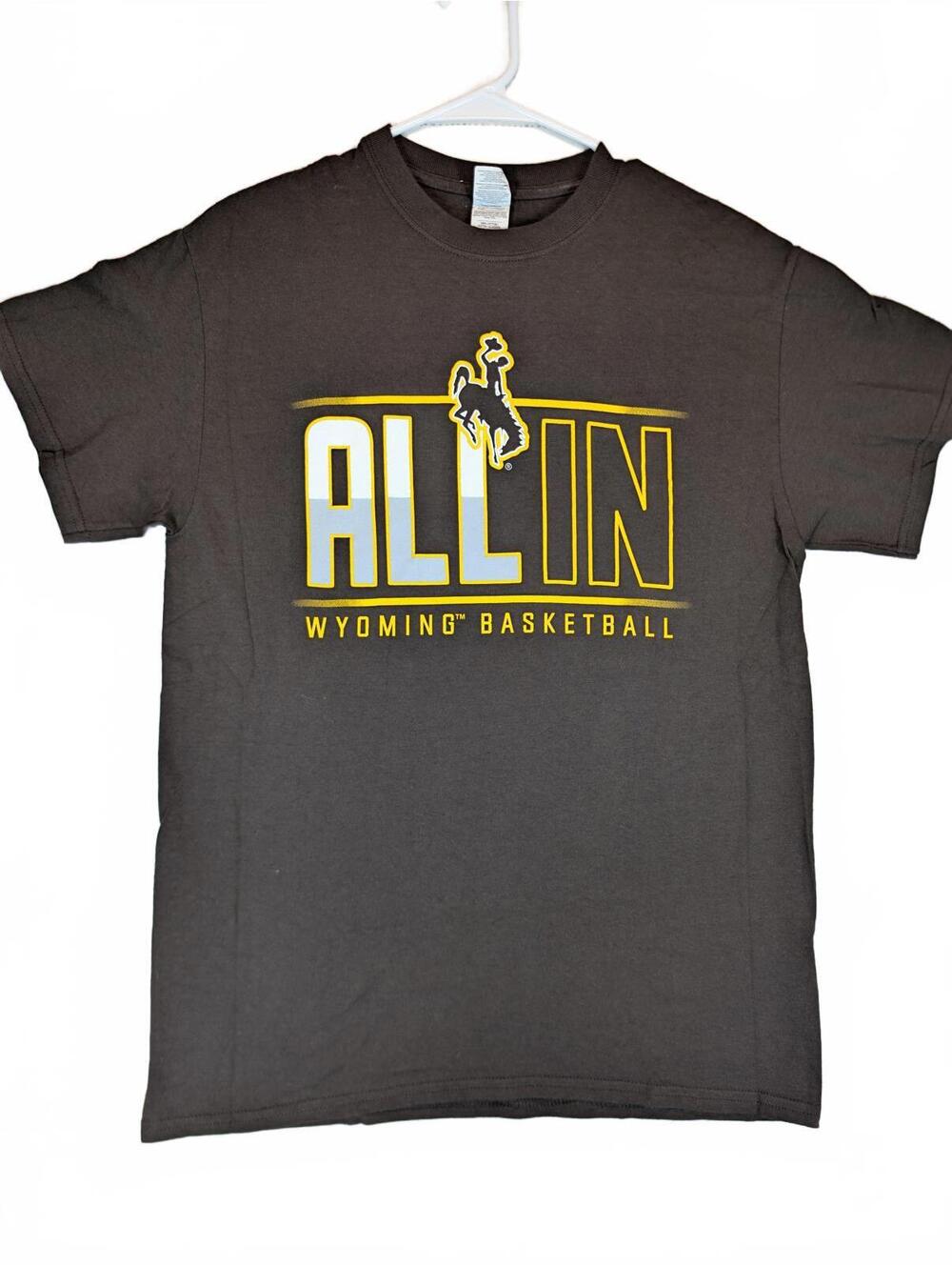 University Of Wyoming All In Basketball Graphic Tee Shirt Mens Medium